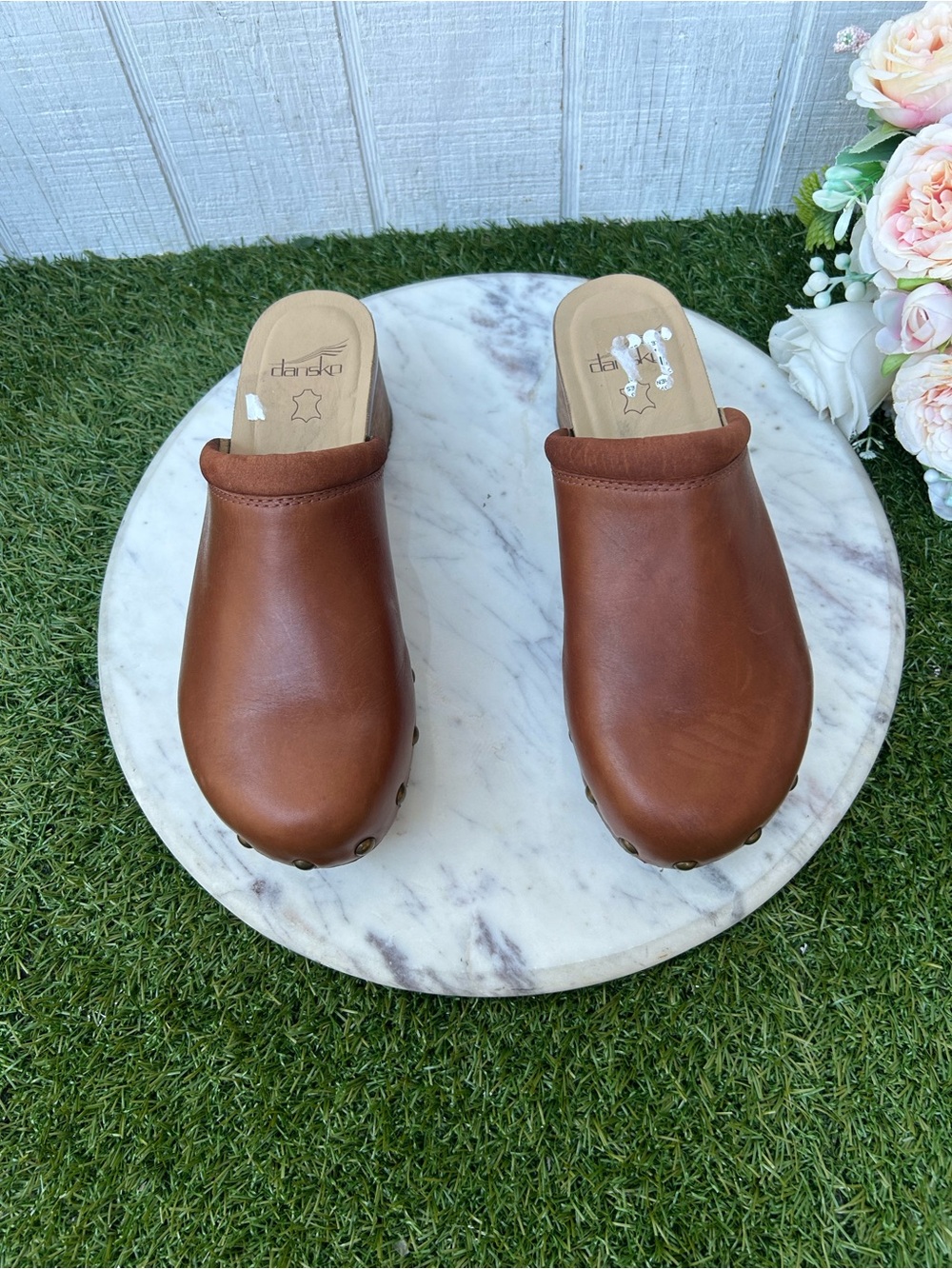 Dansko Andie 
$220 women size 37 US 6-6.5 gently used
Color Tan Calf Mule - Picture 13 of 16